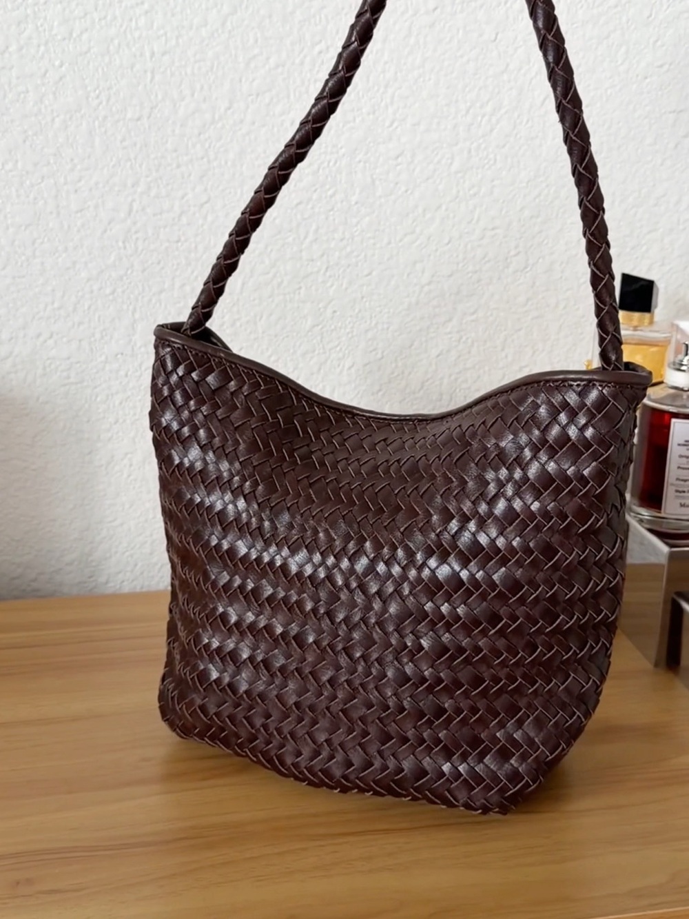 Amazon Woven Shoulder Bag - Dark Brown